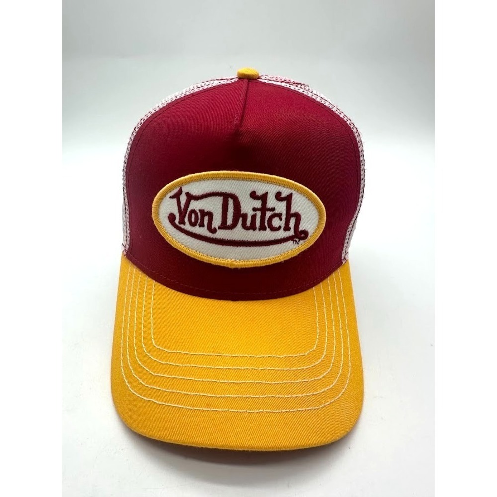 New Von Dutch Trucker Hat Burgundy Gold White Mesh Snapback Adjustable Cap USA